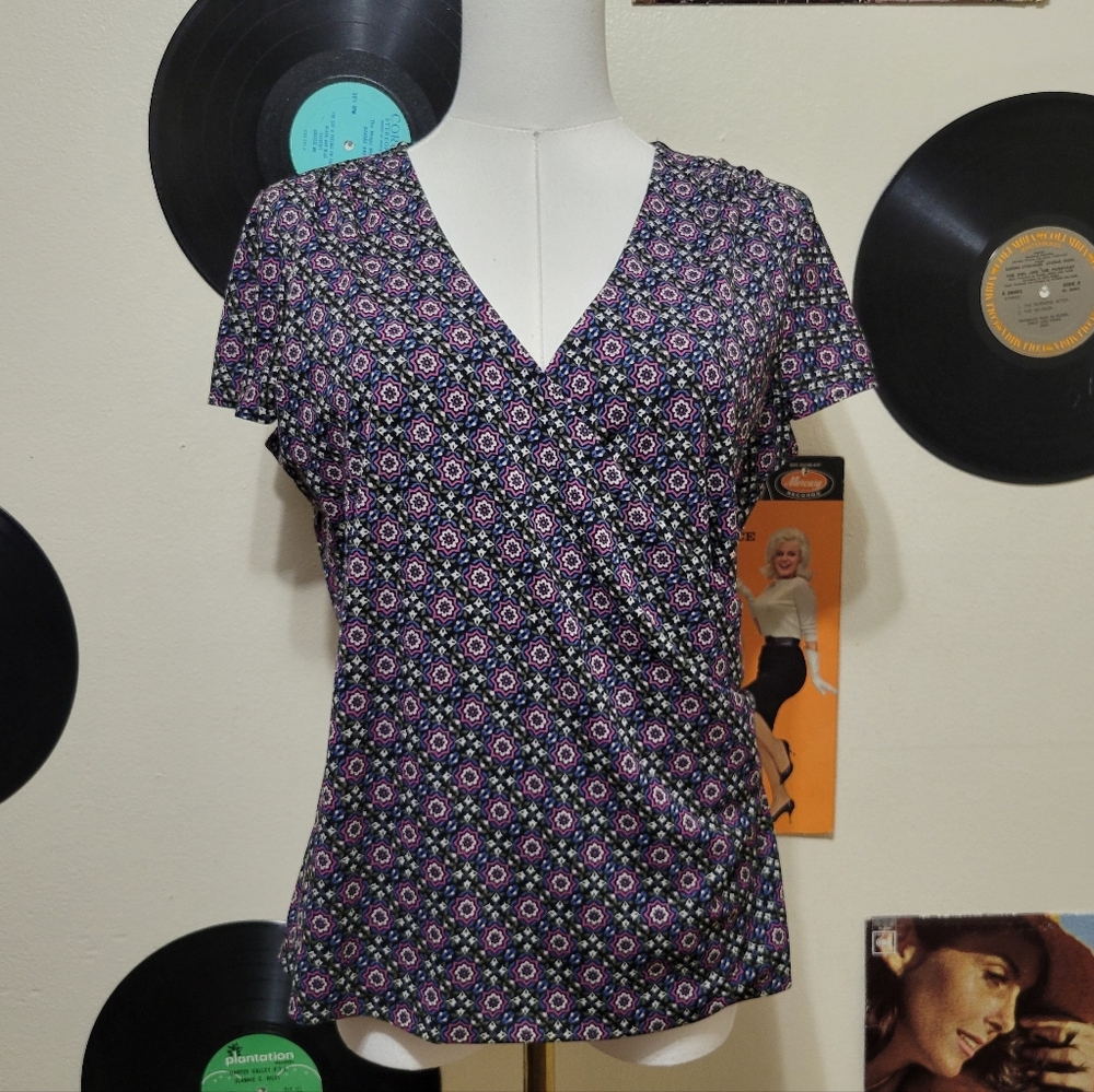 Sag Harbor | Multicolor Boho Print Short Sleeve Shirt
